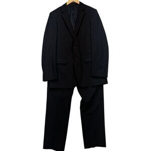 Kenneth Cole Men's Wool 2 Piece Suit 2 Button Blazer Long Sleeve Size 40L Black